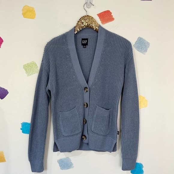 GAP Sweaters - S GAP Blue Knit Cotton Cardigan
